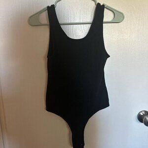 Lulu's Black Ribbed Bodysuit